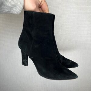 Botkier Natalie Black Suede Pointed‎ Toe High Heel Ankle Boots Women's Size 7